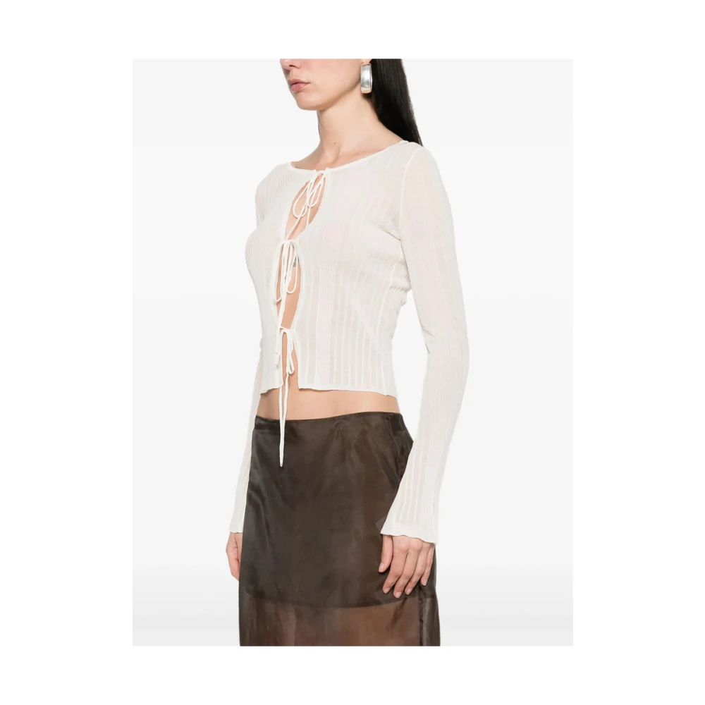 pinko Witte Crew Neck Sweater Lange Mouwen White Dames