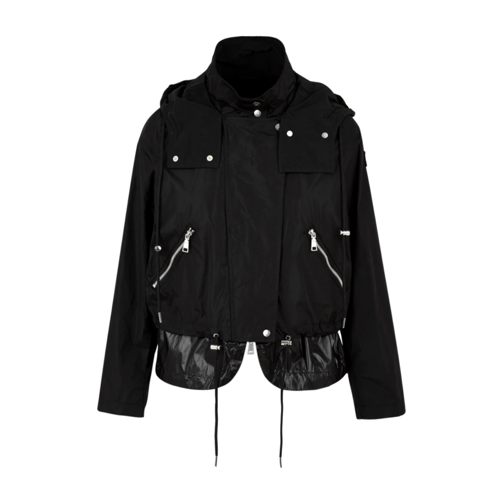 Add Women's Black Zip-Up Coat With Adjustable Waist