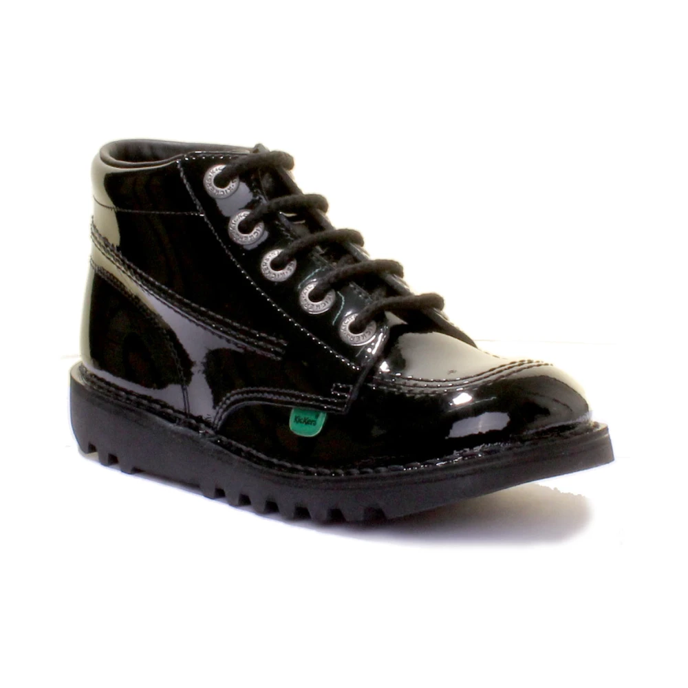 Kickers Women's Black Youth Patent Ankle Boots