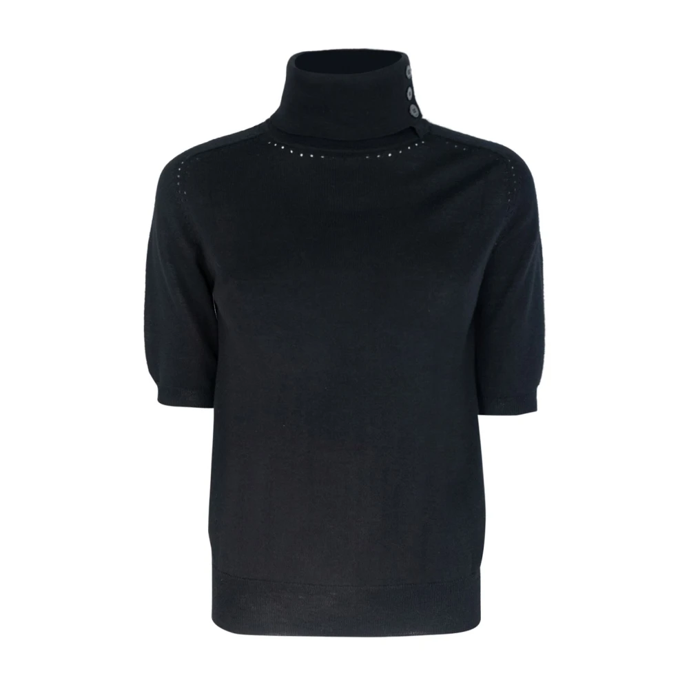 Liu Jo Zwarte wollen gebreide trui 3 4 mouwen Black Dames