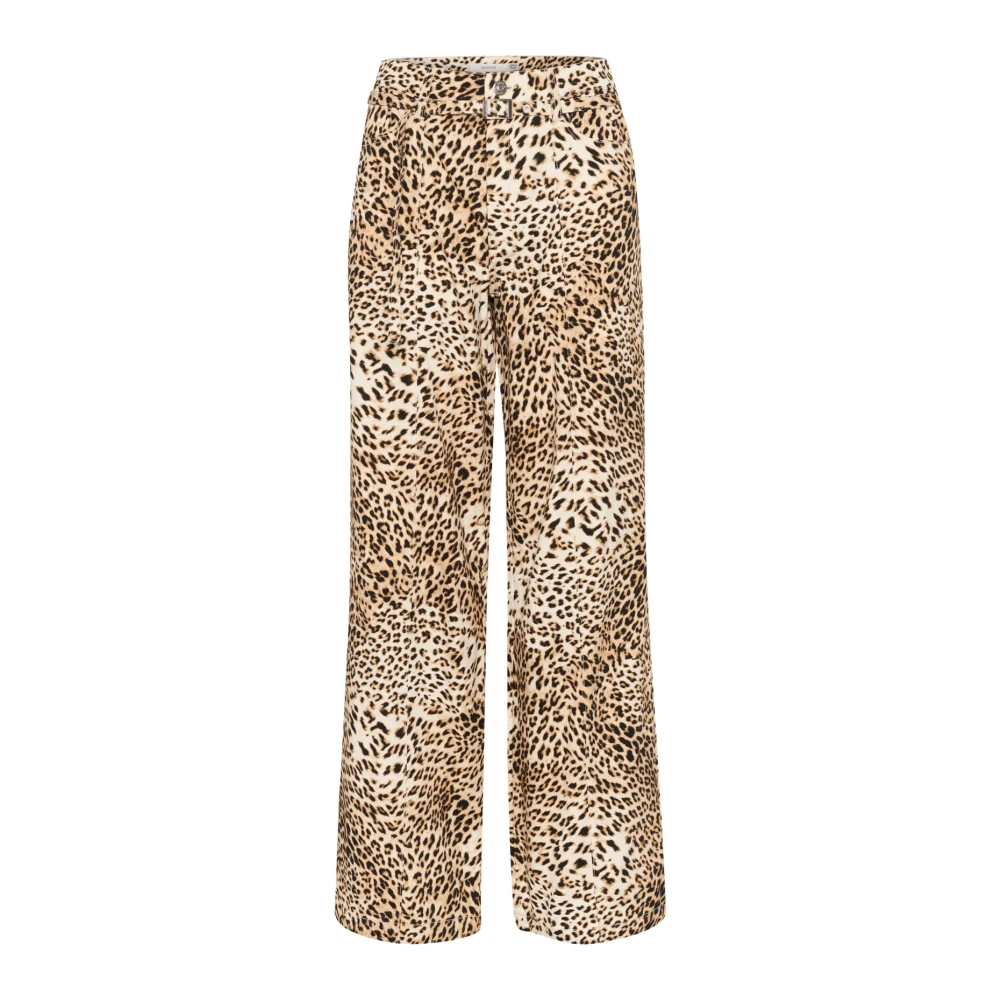 Gestuz Luipaardprint Wijde Pijp Broek Brown Dames