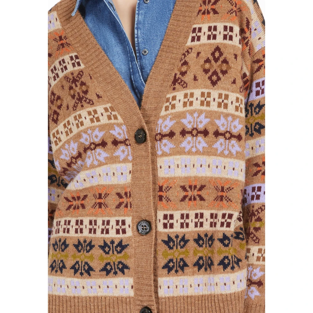 Max Mara Jacquard Cardigan met Oversized Pasvorm Multicolor Dames