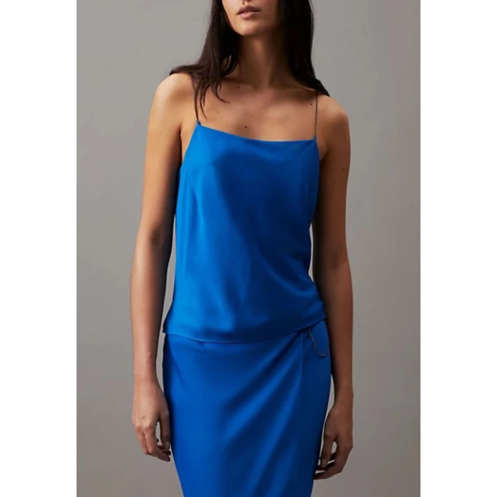 Calvin Klein Metalen Detail Cami Top Blue Dames