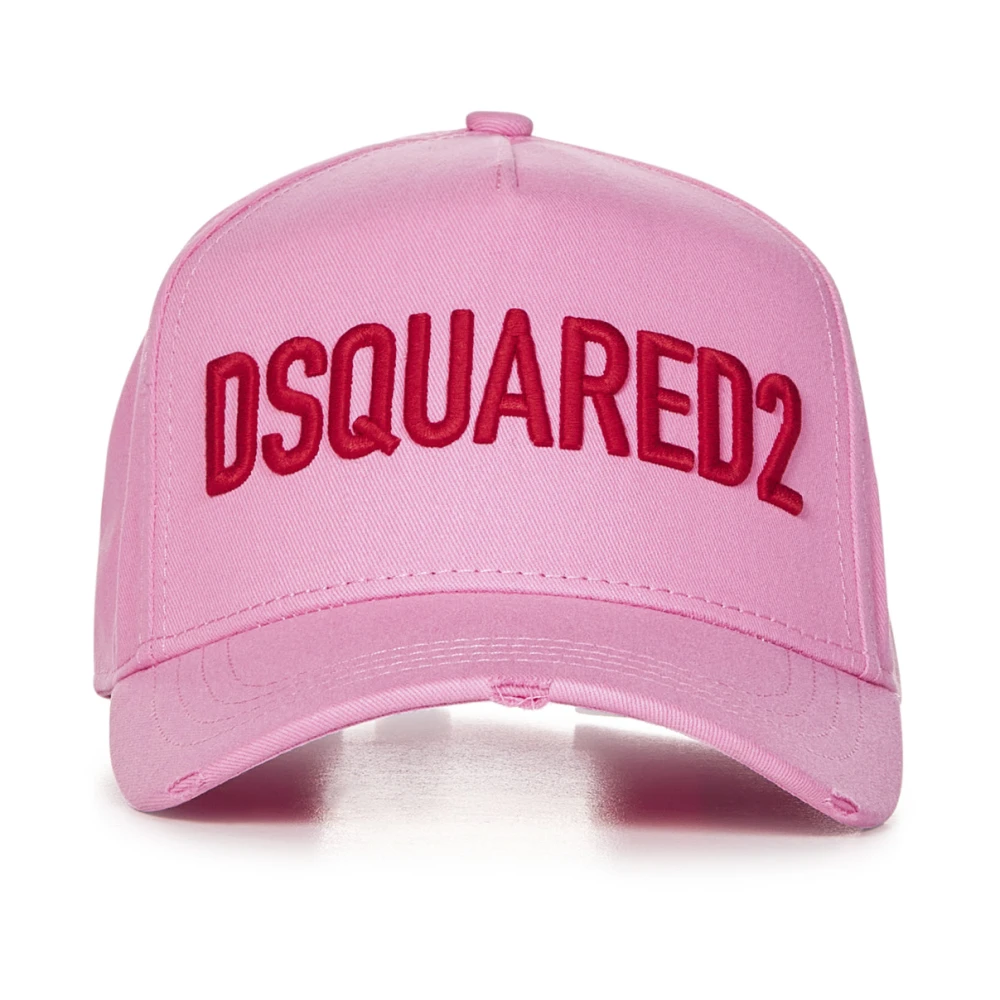 Dsquared2 Roze Vernietigde Gebogen Klep Hoed Pink Dames