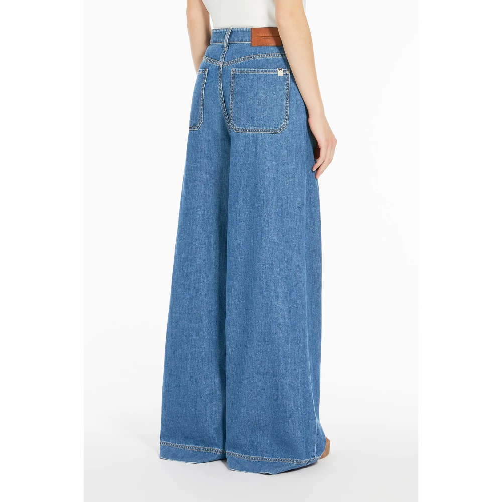 Max Mara Weekend Blauwe Denim Wijde Silhouet Riem Jurk Blue Dames