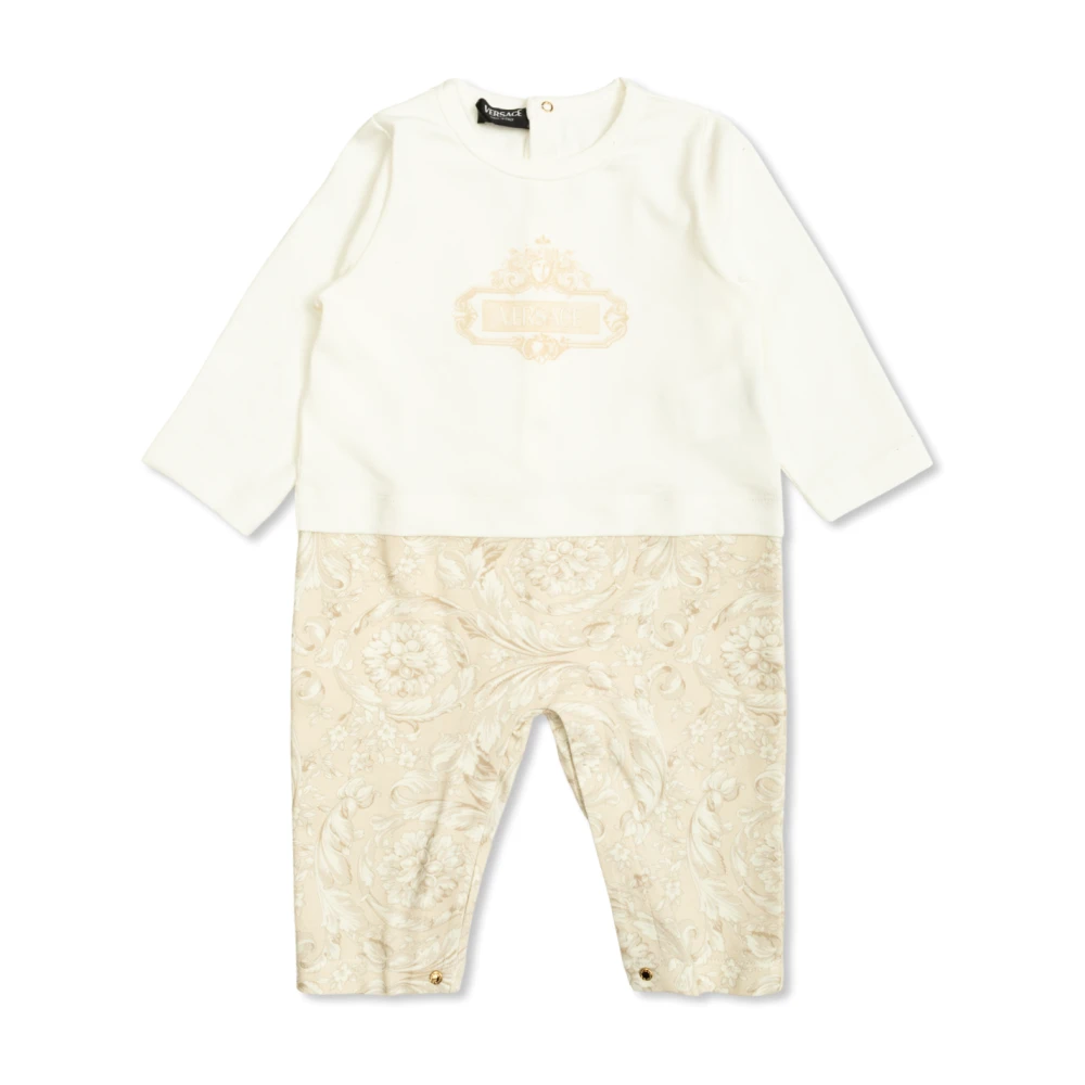 Versace Beige Bodies & Sets, Unisex, 3 M, Logo Bodysuit