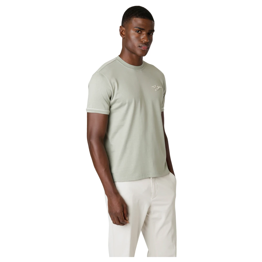 Eleventy Jersey Katoenen Ronde Hals T-shirt Green Heren