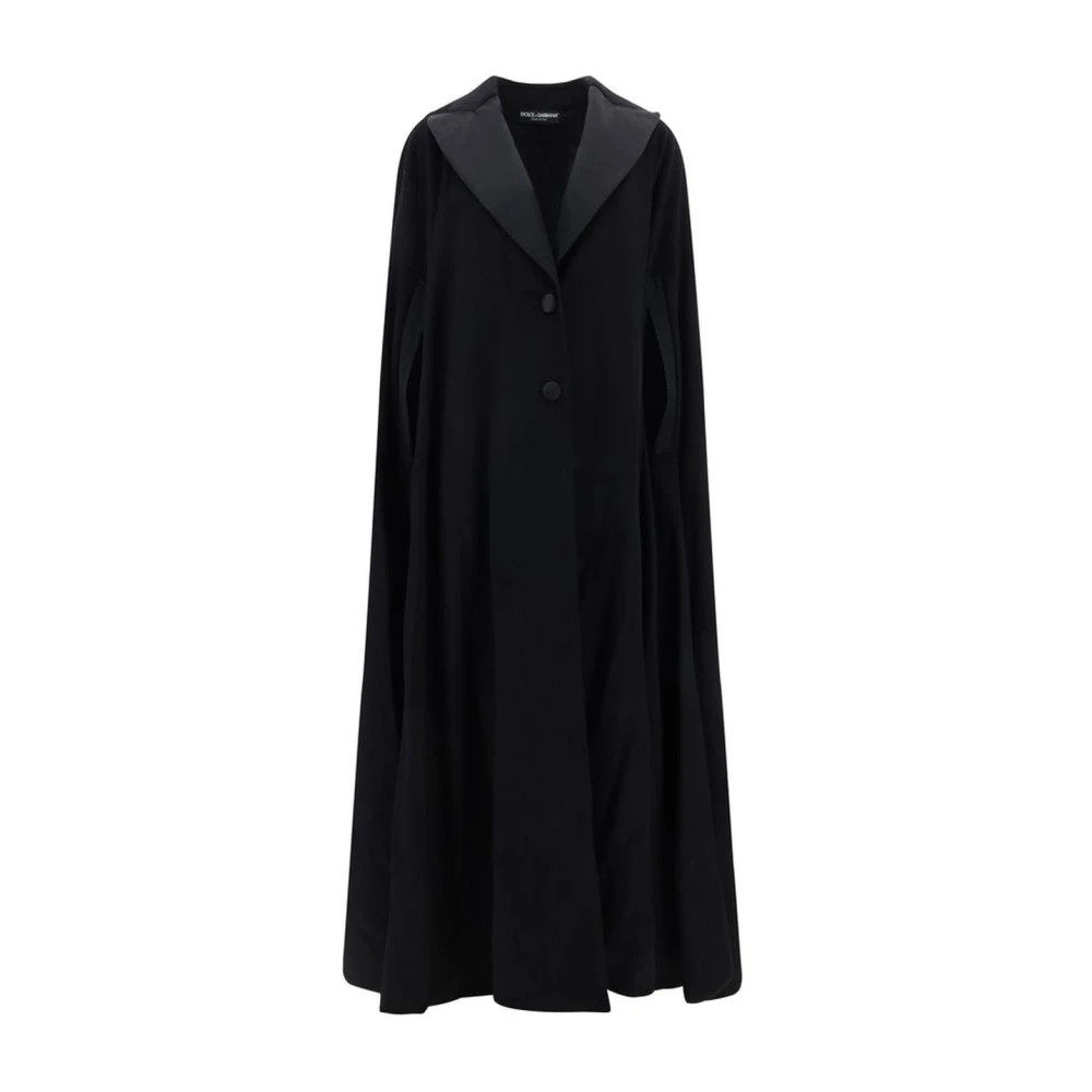 Dolce & Gabbana Geometrische Cape-stijl Wollen Jas Black Dames