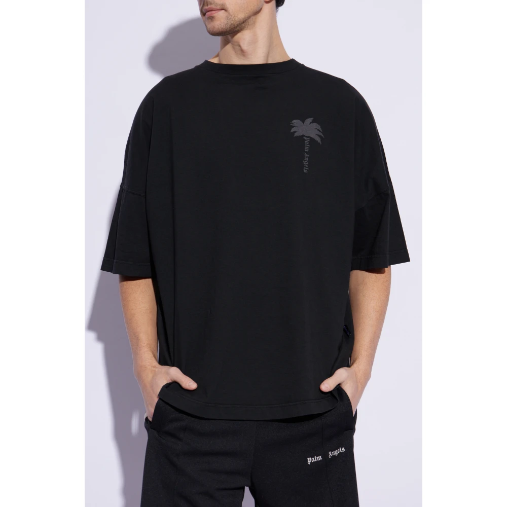 Palm Angels Bedrukt T-shirt Black Heren