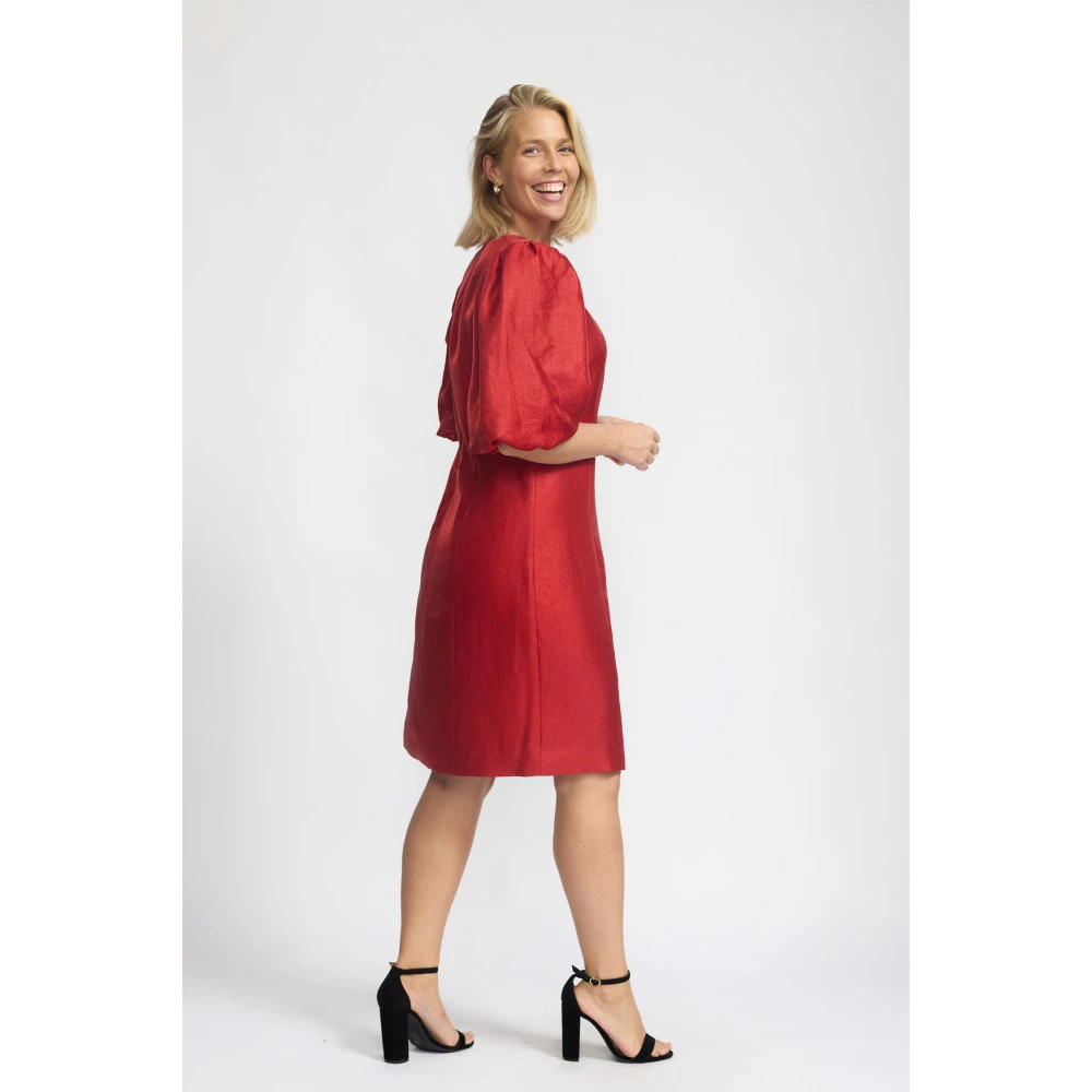 2-Biz Rode Nadia Jurk met V-Hals Red Dames