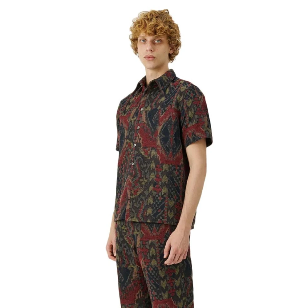 Soulland Rood Multi Jacquard Shirt Brown Heren