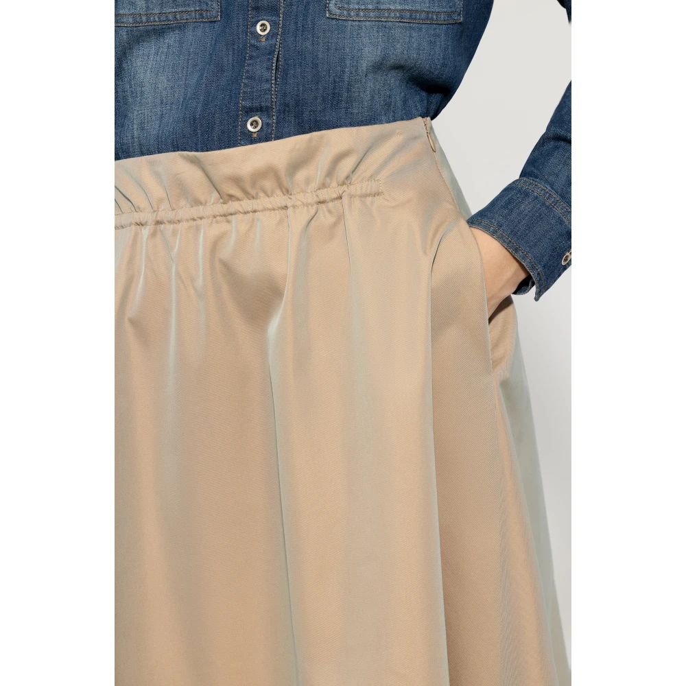 LUISA CERANO Glinsterende Outdoor Changeant Gabardine Rok Beige Dames