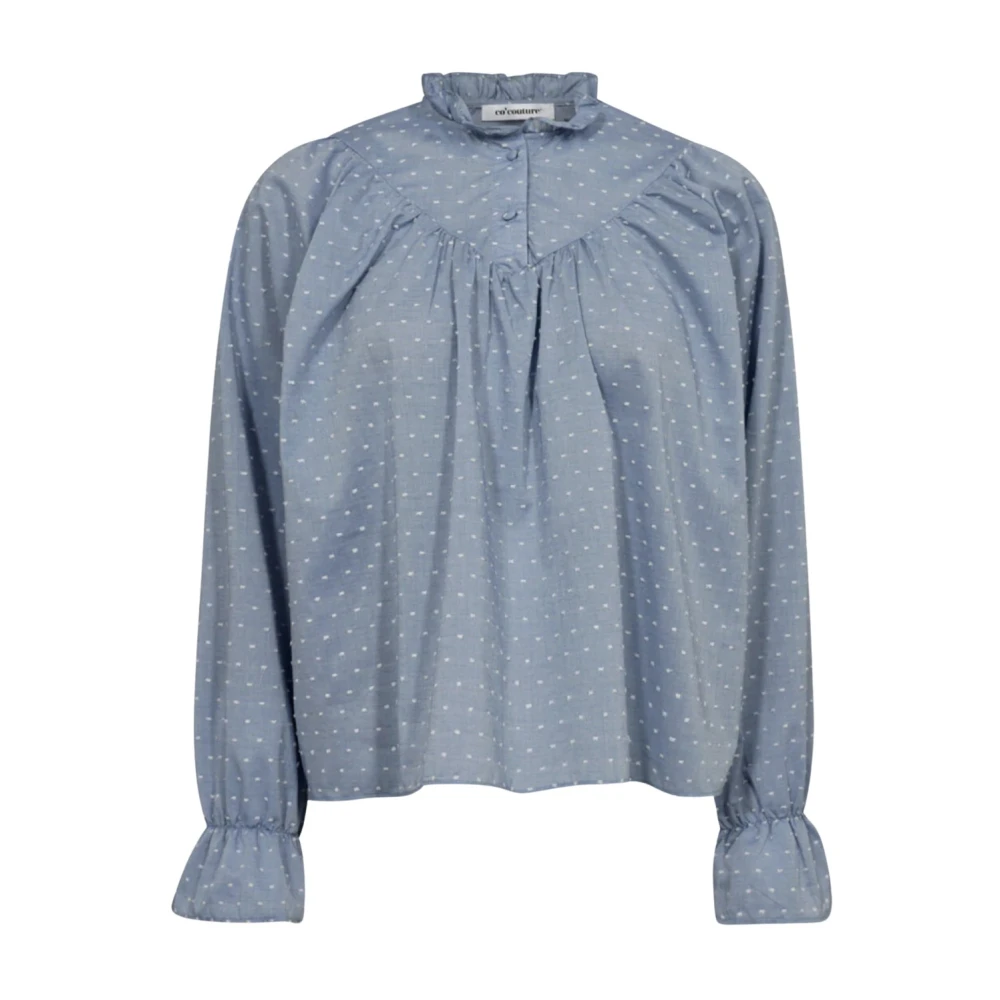 Co'Couture Blauwe Dot Blouse met Mooie Details Multicolor Dames