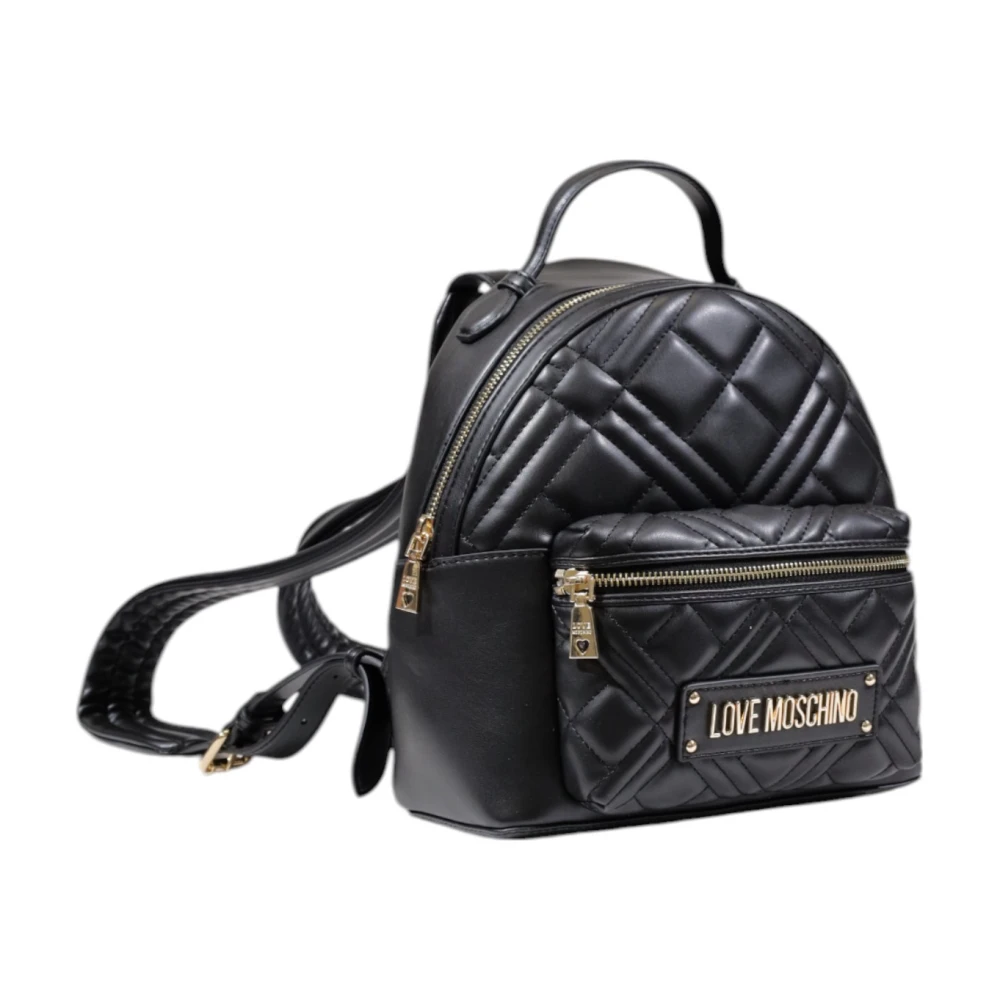 Love Moschino Zwarte rucksack met ritssluiting en ritszakken Black Dames