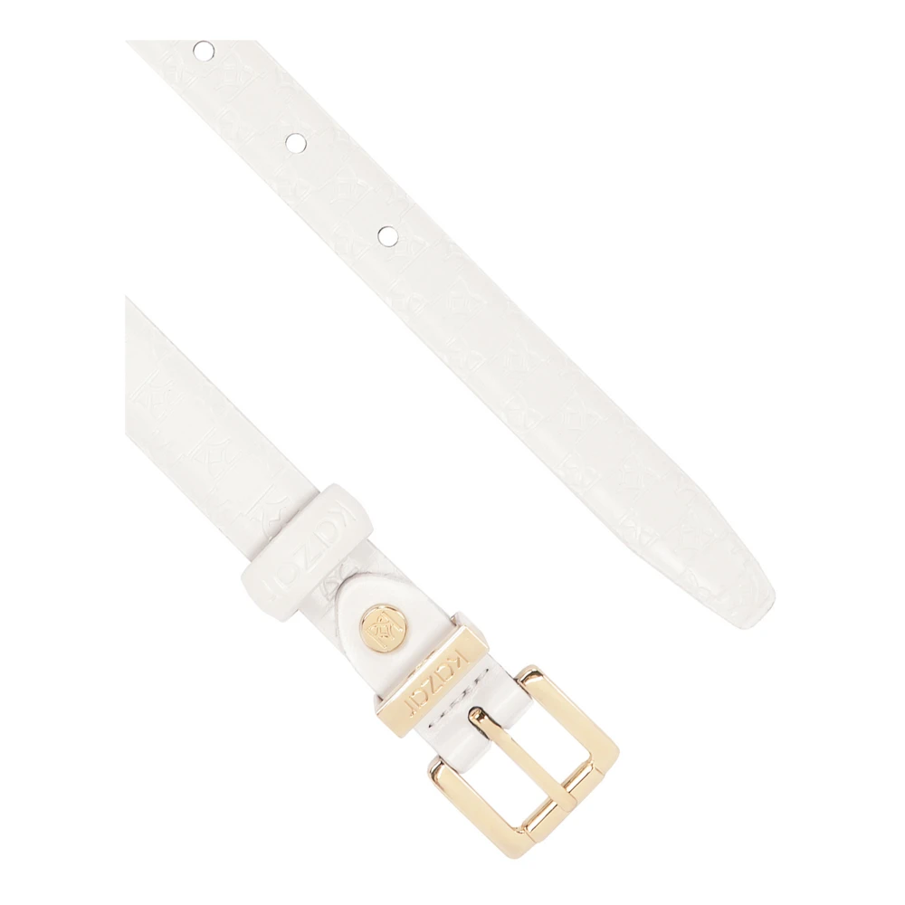 Kazar Smalle witte riem met reliëf monogrammen White Dames