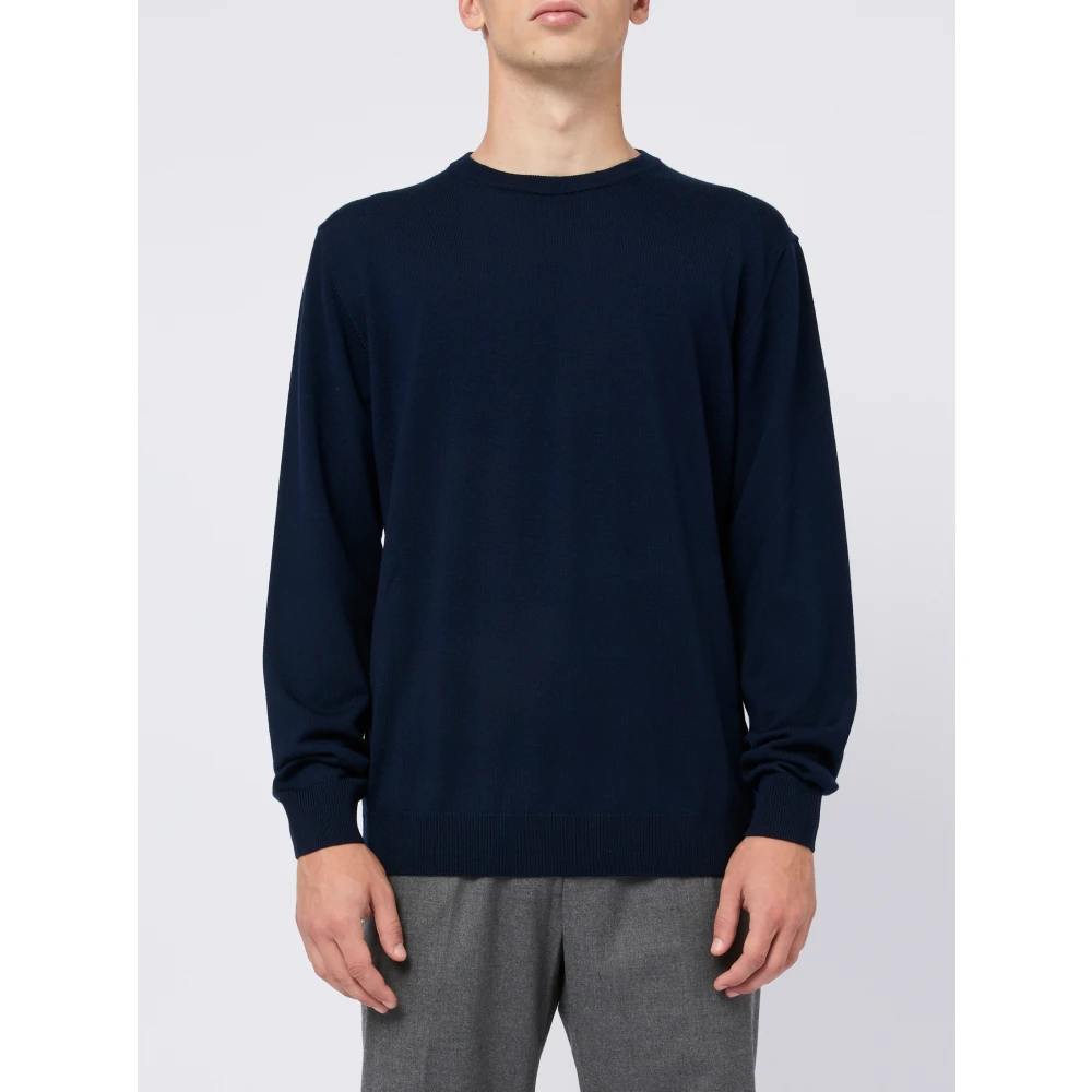 Daniele Fiesoli Navy Merino Wol Trui Mannen Blue Heren