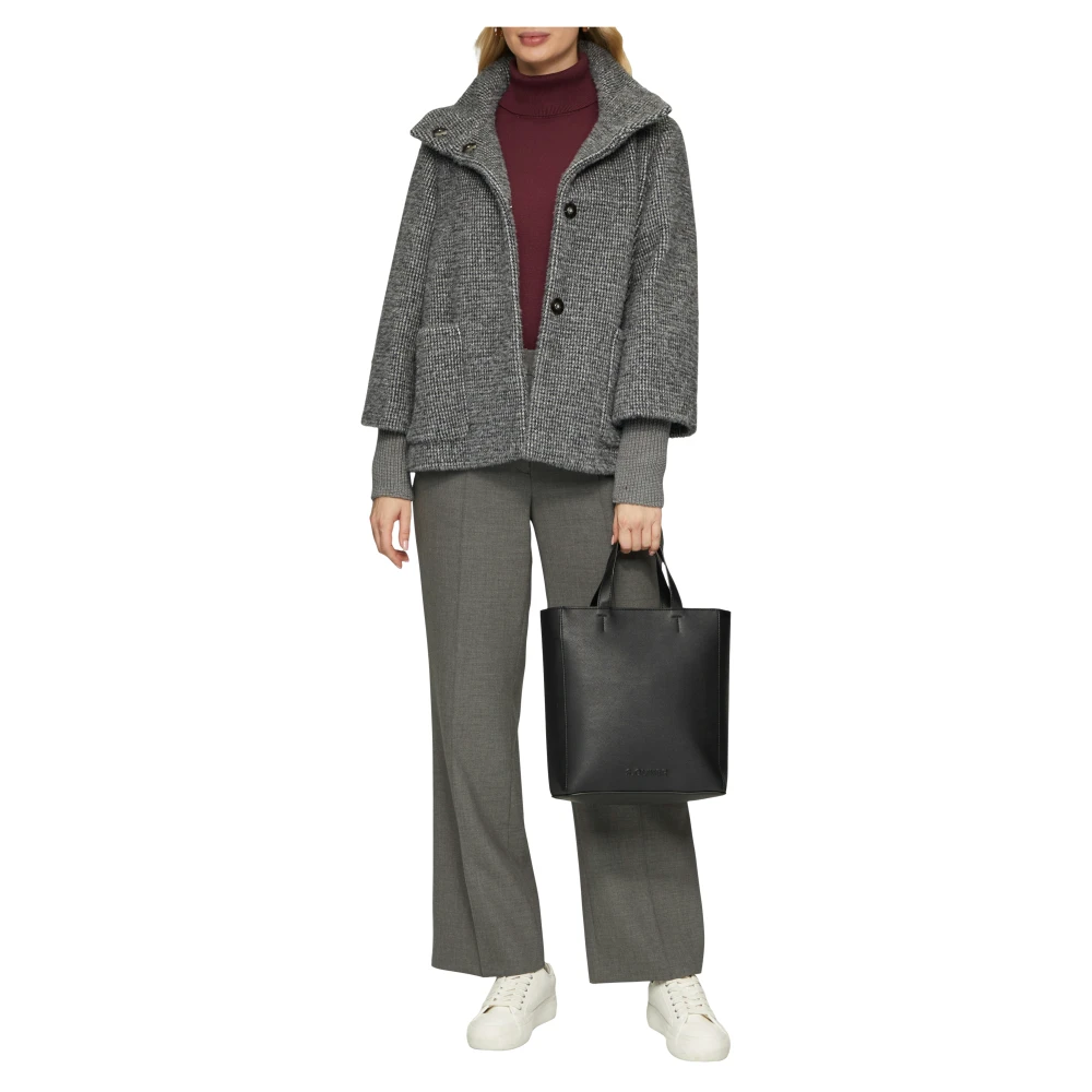 s.Oliver Fluffy Knit-Cuff Outdoor Jacket Gray Dames
