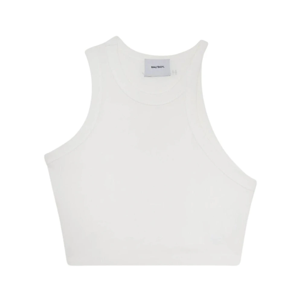 Halfboy Witte Crop Top Tank White Dames