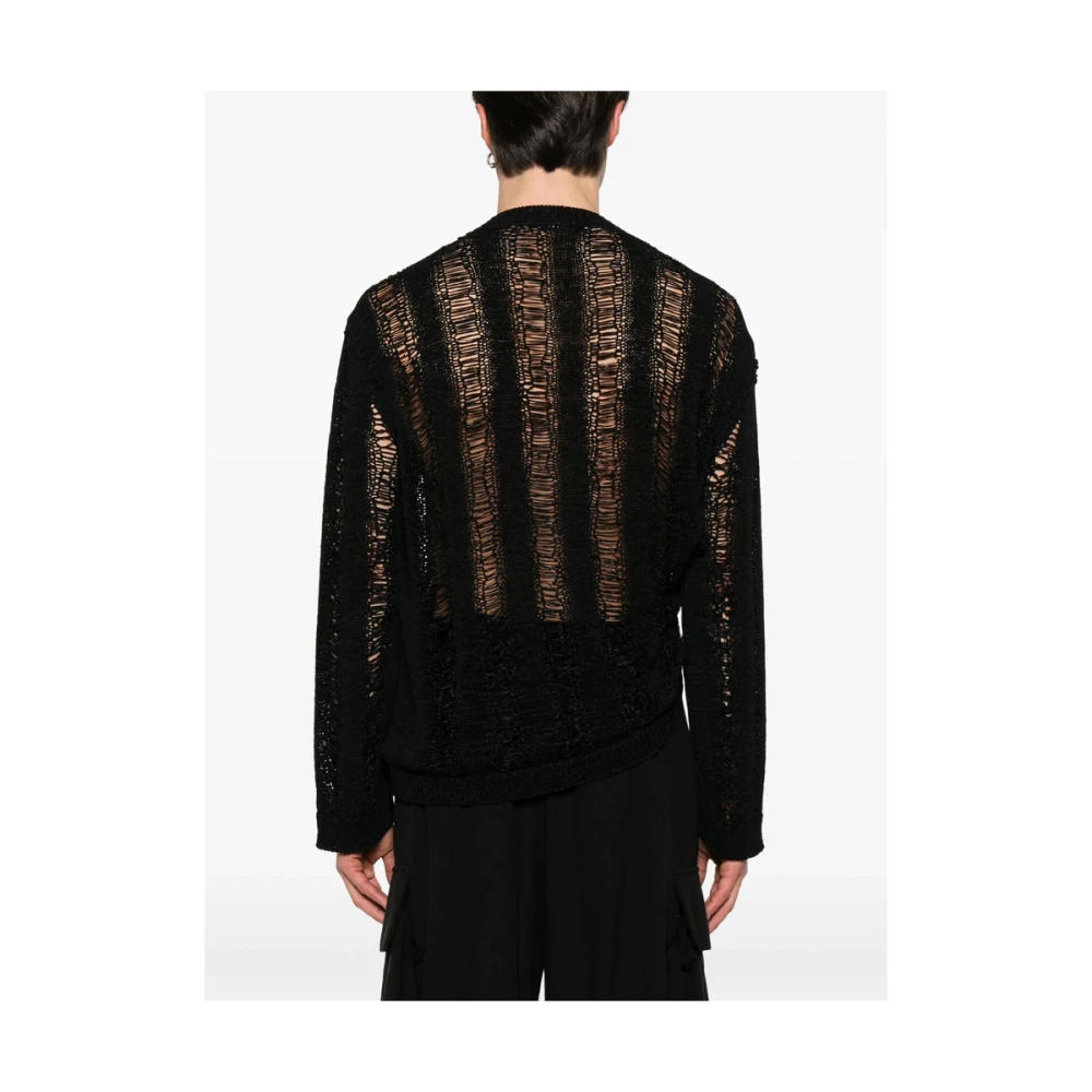 Ann Demeulemeester Zwarte Crew Neck Sweater met Lange Mouwen Black Heren