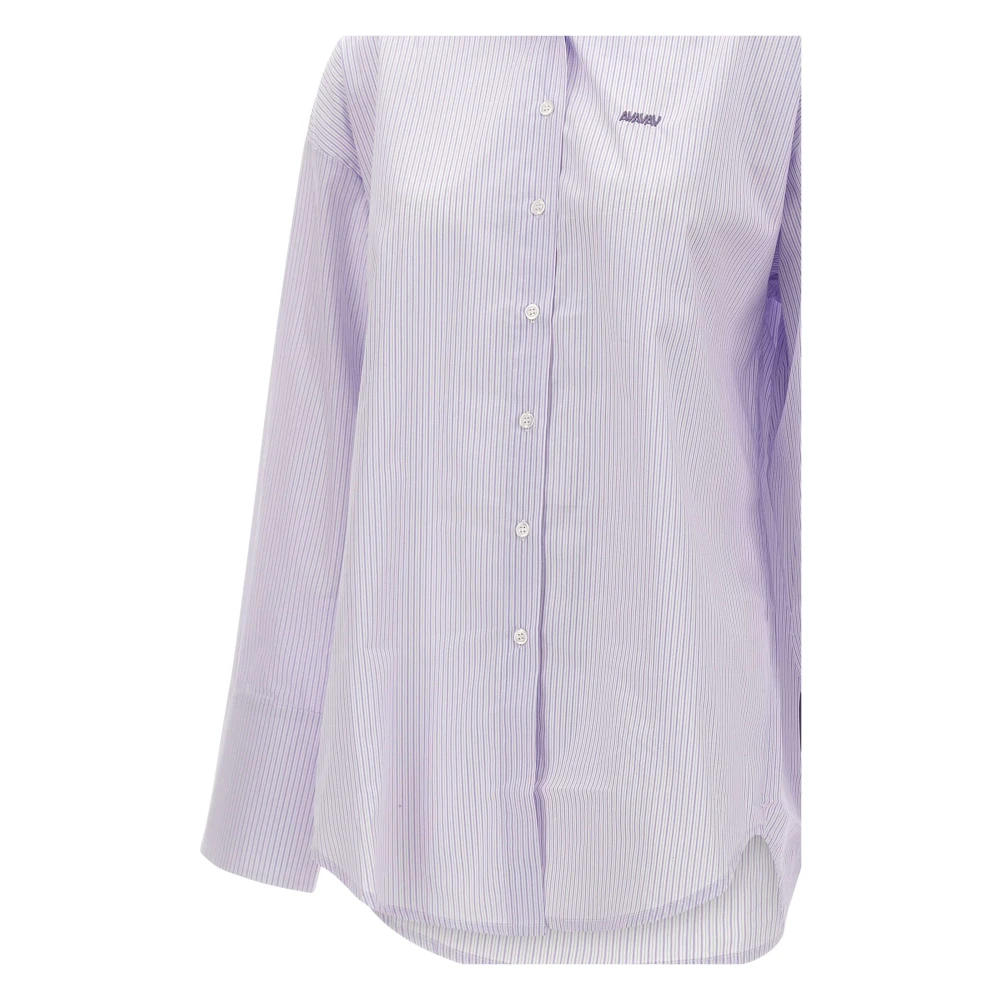 Avavav Gestreept katoenen overhemd met capuchon Purple Dames