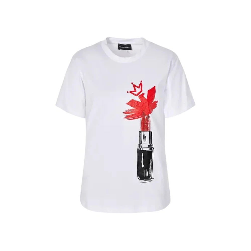 Emporio Armani BCO Lipstick T-Shirt - Höst/Vinter Kollektion White, Dam