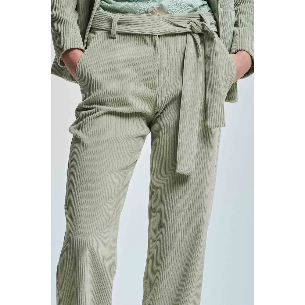 Kocca Corduroy Broek met Bijpassende Riem Green Dames