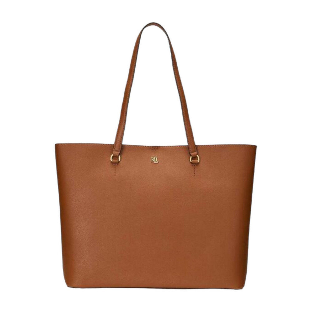 Leren Tote Tas met Gouden Metalen Logo Ralph Lauren Dames