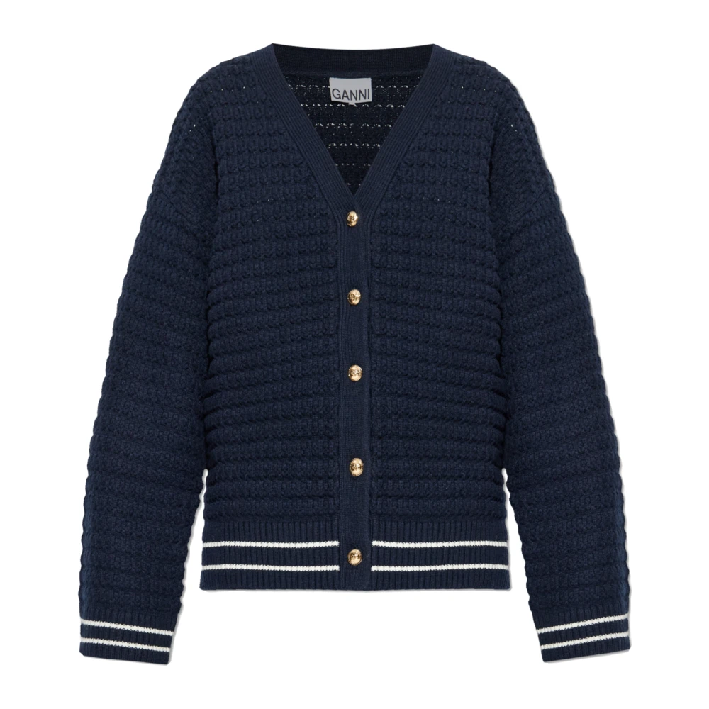 Ganni Vrouw Blauw Truien & Vesten Dames, M, Katoen, Wool Cardigan