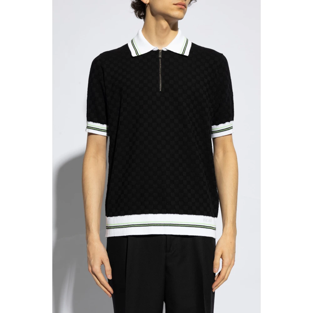 Versace Polo shirt met geborduurd logo Black Heren