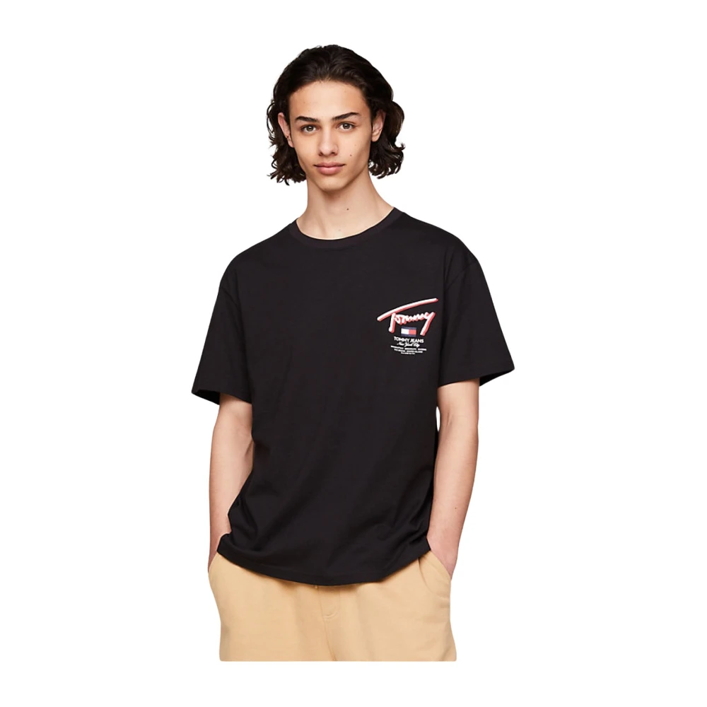 Tommy Jeans Zwart Logo Print T-Shirt Black Heren