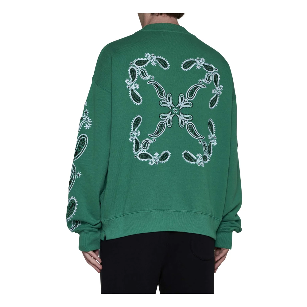 Off White Skate Crewneck Bandana Sweaters Green Heren