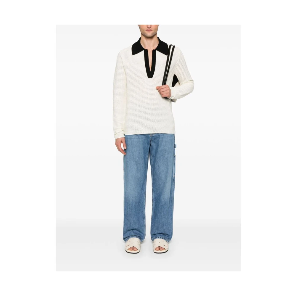 Jil Sander Witte Split Hals Trui White Heren