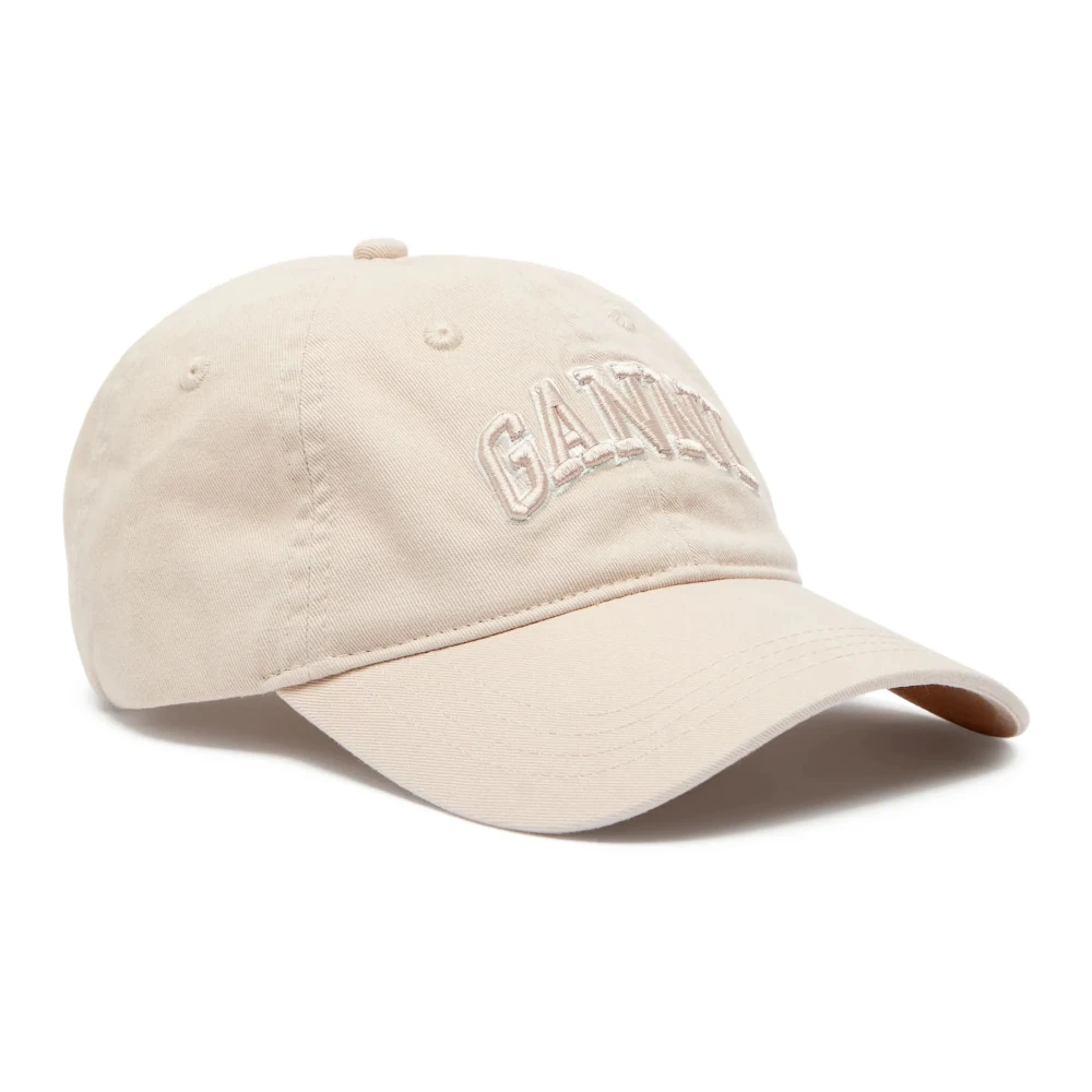 Ganni Beige Cotton Baseball Cap - Female - Hats & Caps - One Size - Accessories