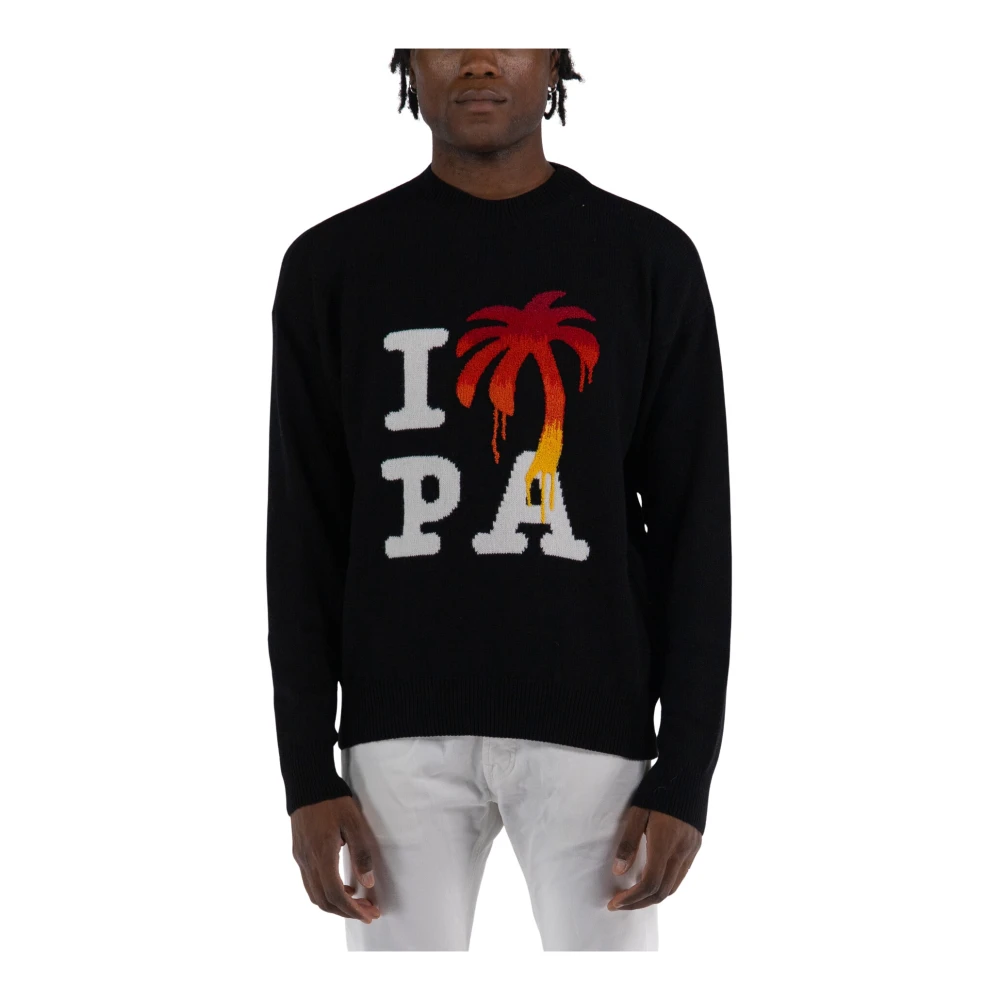 Palm Angels Uomo Nero - I Love Pa Sweater - Knitwear - L