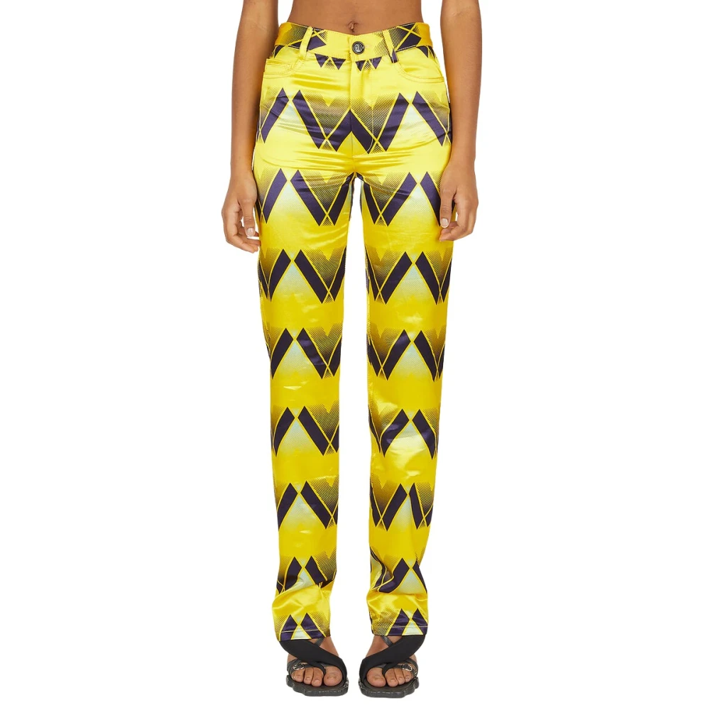 Meryll Rogge Women's Yellow Straight Trousers, S, Graphic Print Trousers
