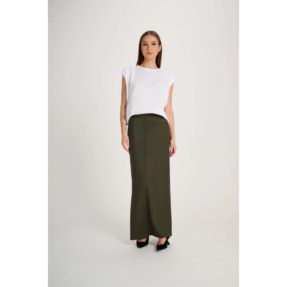 March23 Maxi-rok met bloemenprint Green Dames