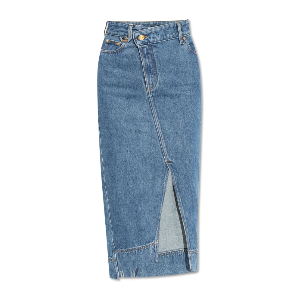 Jacquemus Denim Midi Rok met Asymmetrische Tailleband Blue Dames