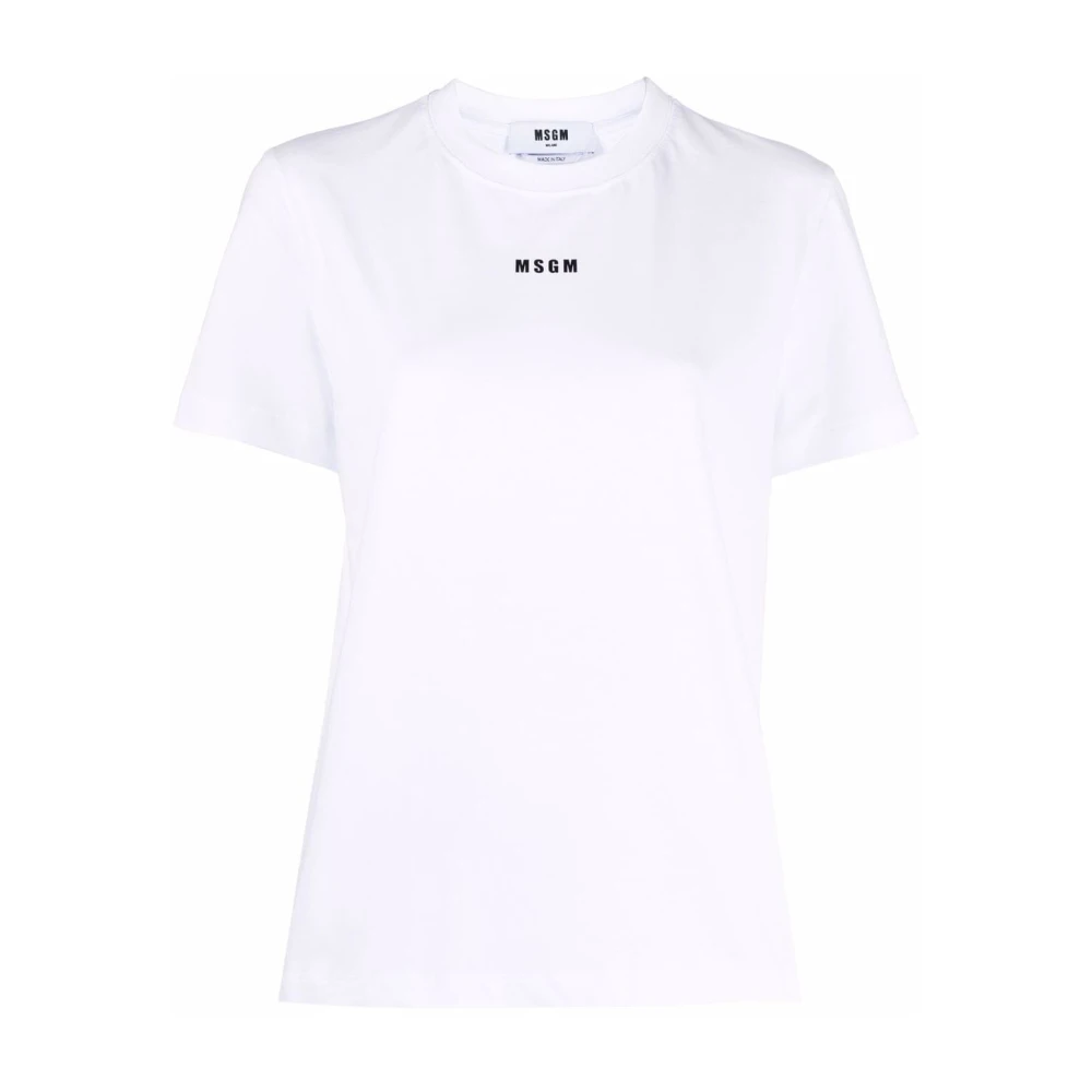 Msgm Women's White Cotton T-Shirt With Unique Design
