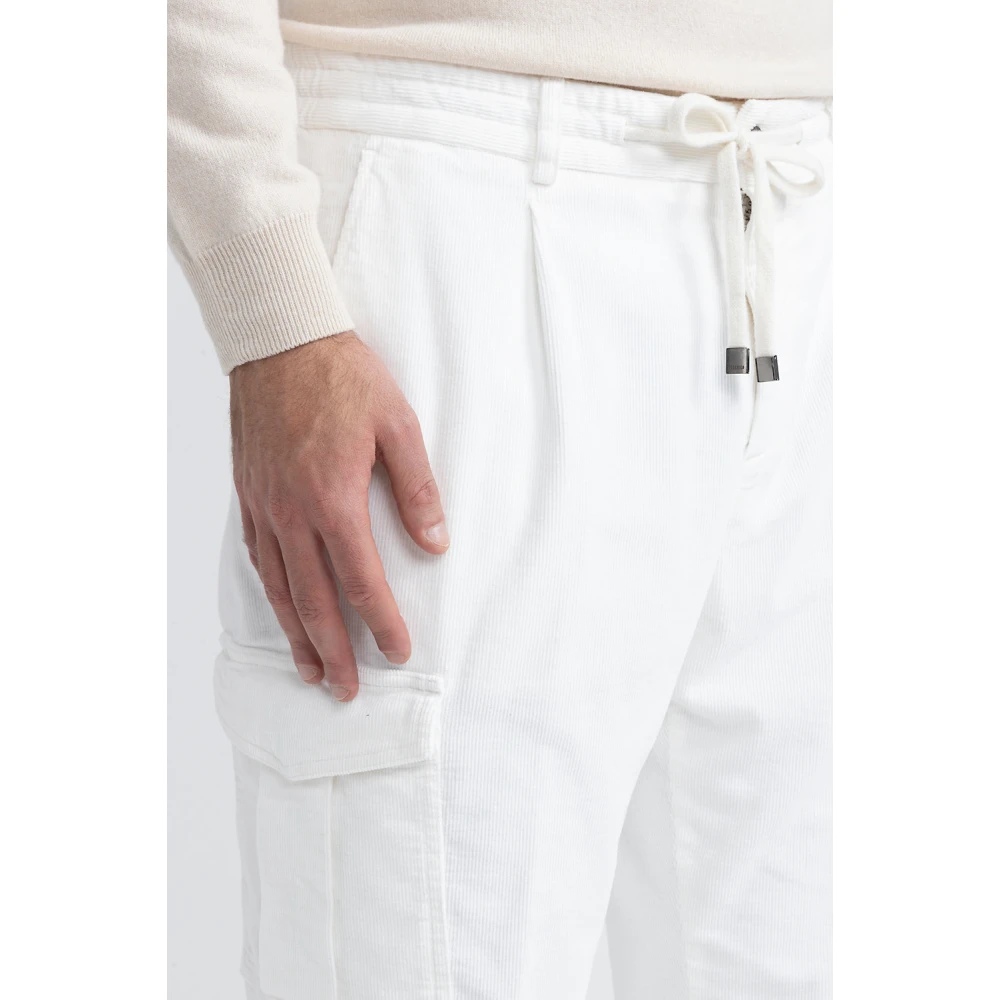 PESERICO Corduroy joggers met zakken White Heren