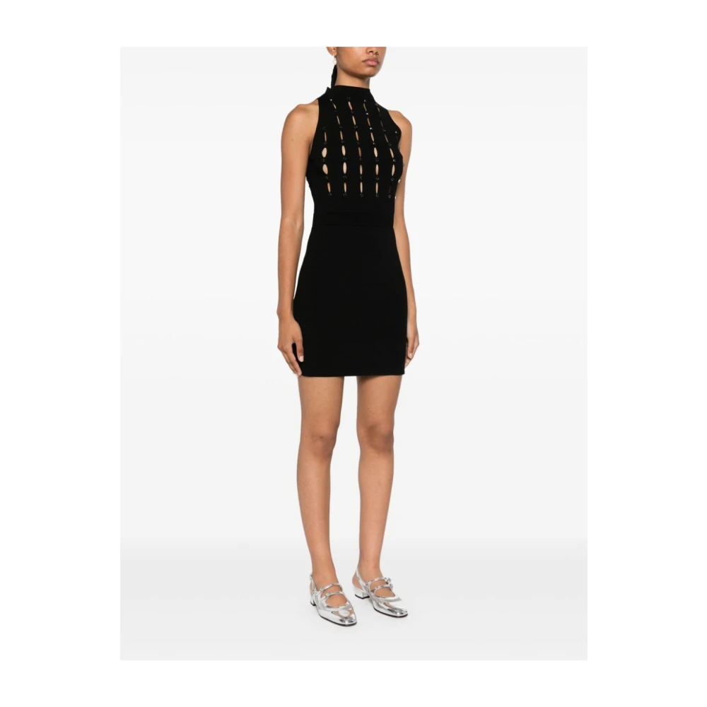 Liu Jo Zwarte Gebreide Jurk met Strass Versiering Black Dames
