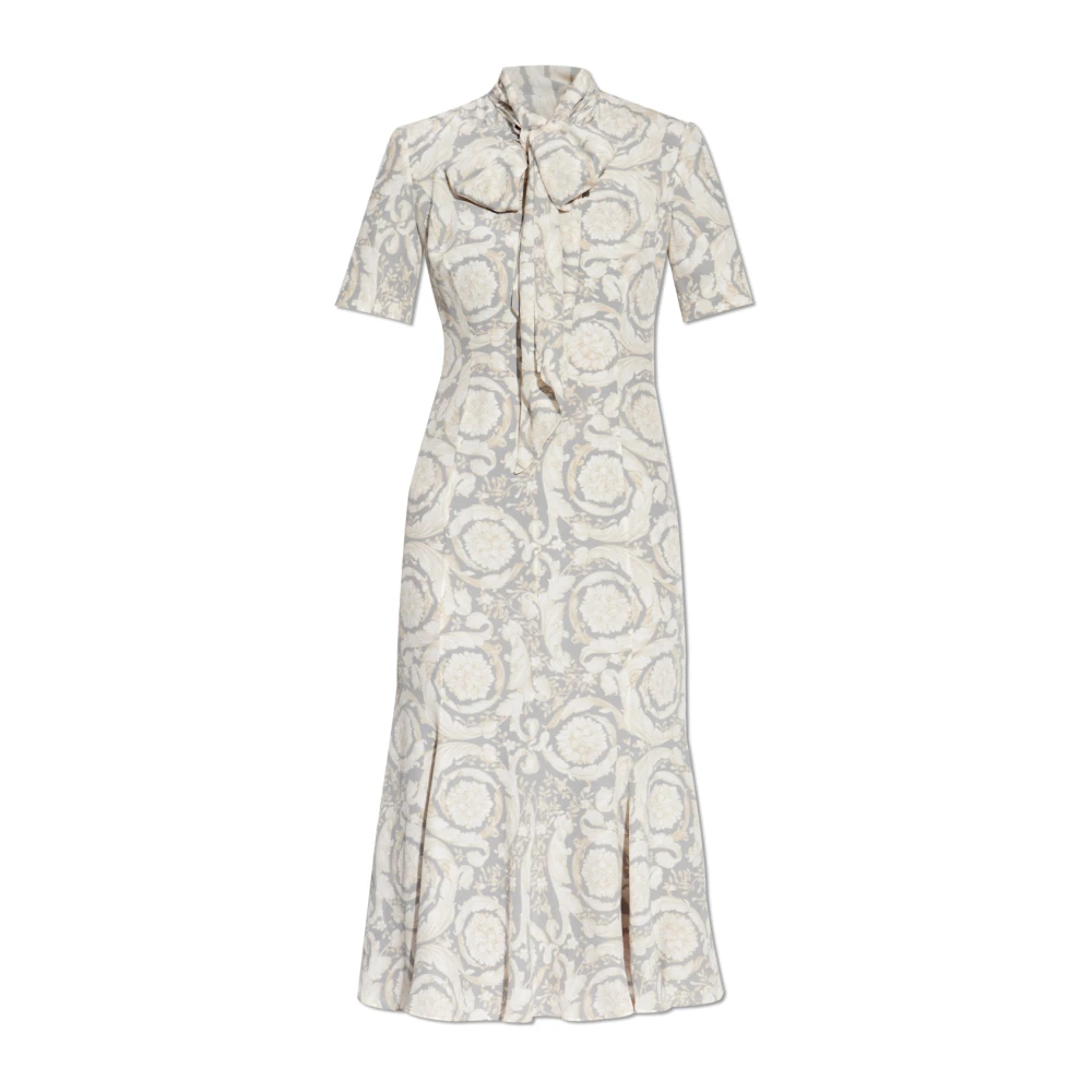 Versace Jurk met 'Barocco' print Gray Dames