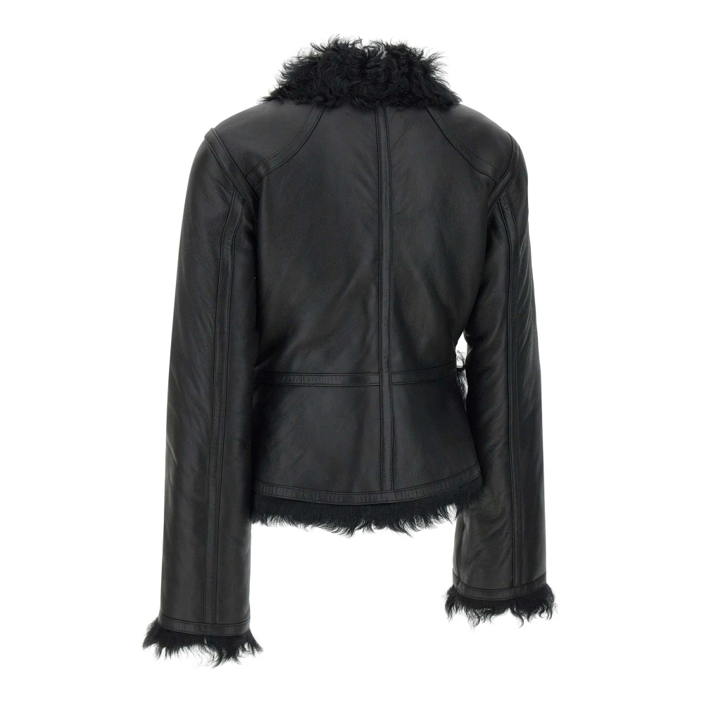 Remain Birger Christensen Zwarte Lamsvacht Jas Black Dames