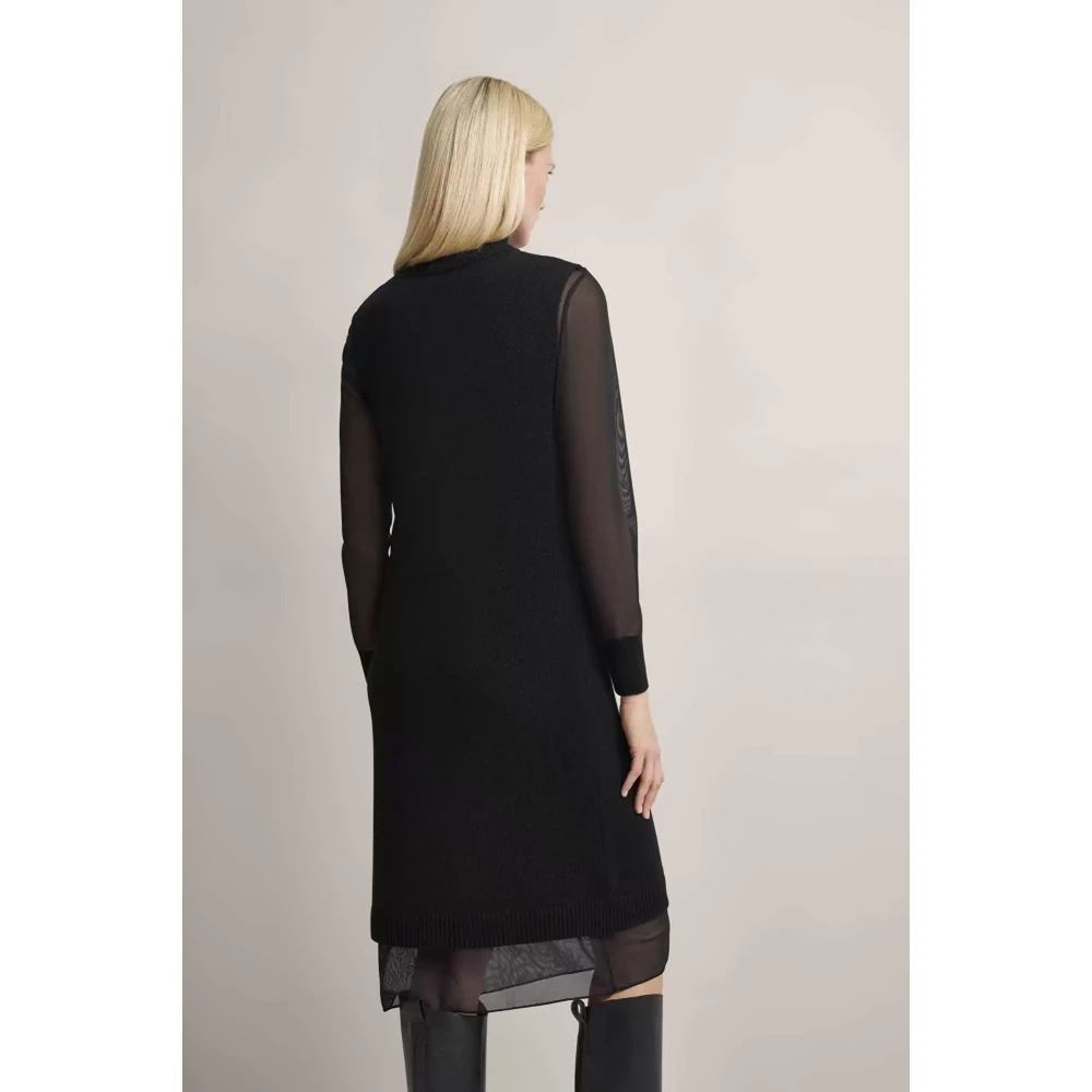 Bugatti Stijlvolle Mesh Jurk met Tule Overlay Black Dames