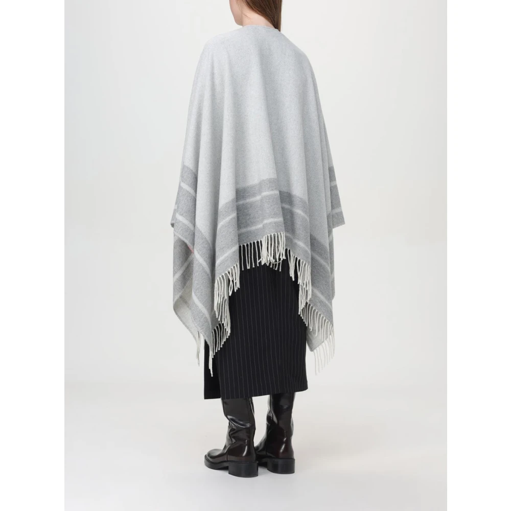 PATRIZIA PEPE Grijze Wollen Blend Jacquard Poncho Gray Dames