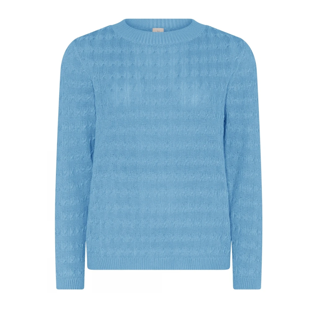 Skovhuus Tweekleurige Cableknit Trui Blauw Blue Dames