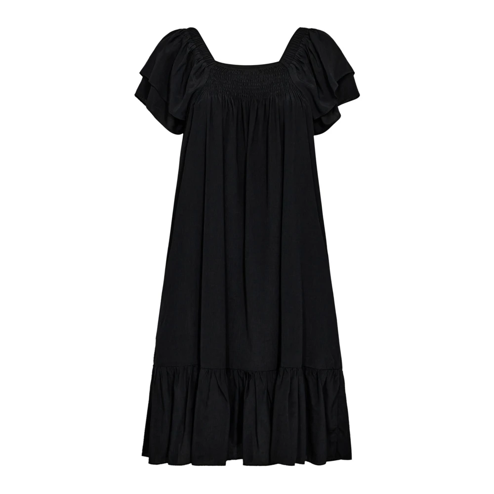 Co'Couture Sunrisecc Smockfrontdress Zwarte Jurk Black Dames