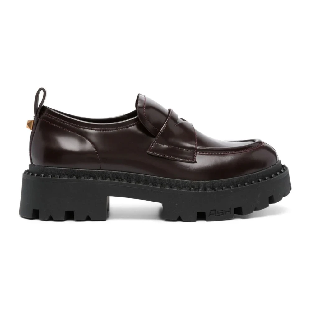 Ash Bordeaux Genial Stud Leren Loafers Brown Dames