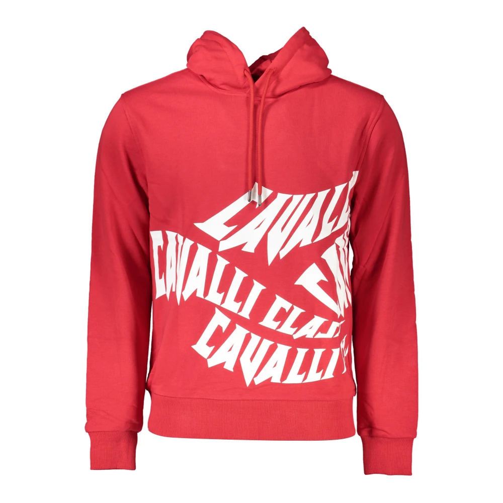 Cavalli Class Men's Red Hoodies,, Hooded Sweatshirt With Print Medium