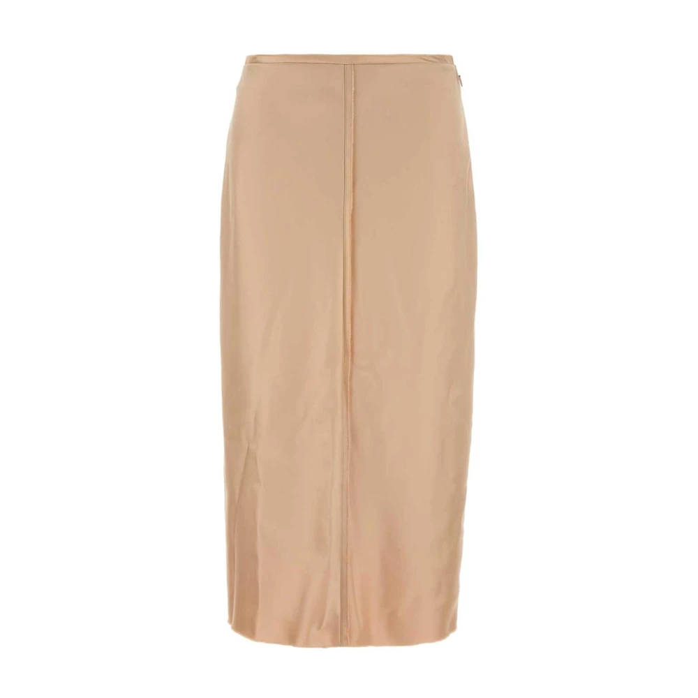 Ami Paris Beige Raw Edges Details Midi Skirt