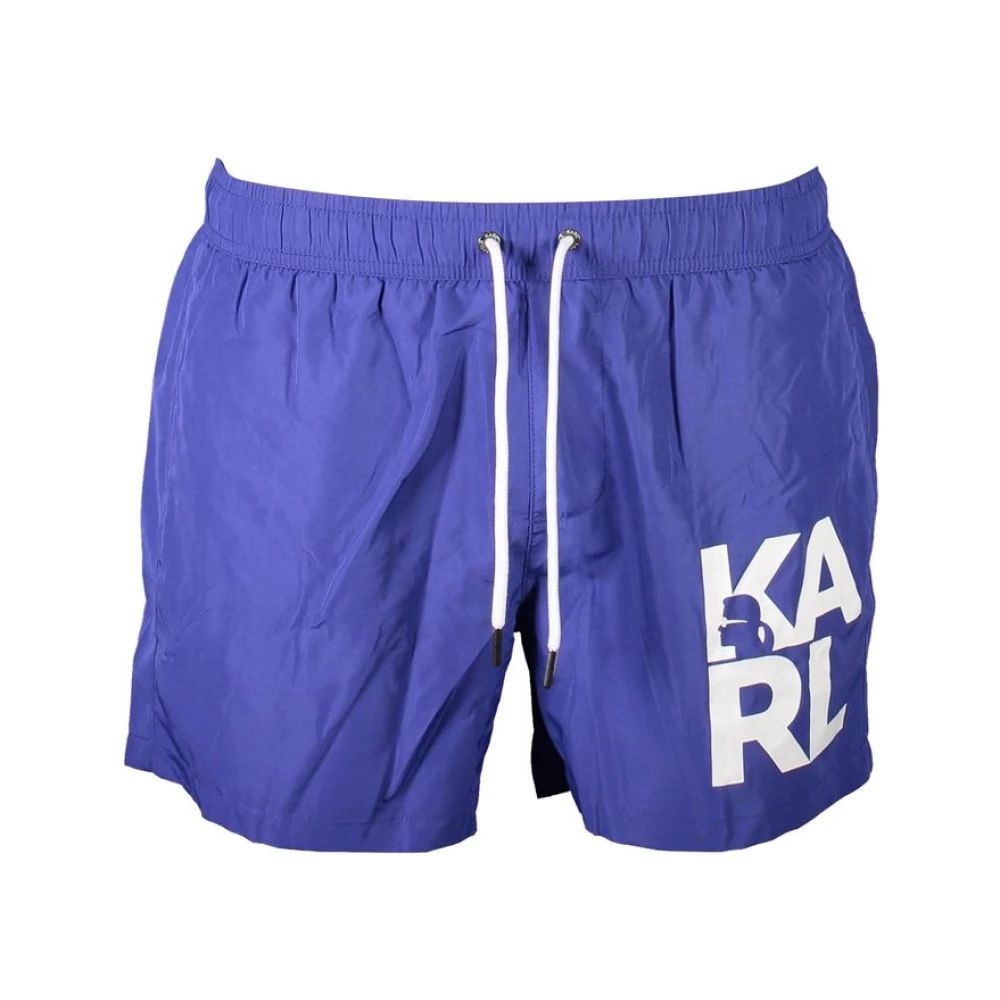 Karl Lagerfeld Men's Blue Beachwear, S, Polyester Swimwear